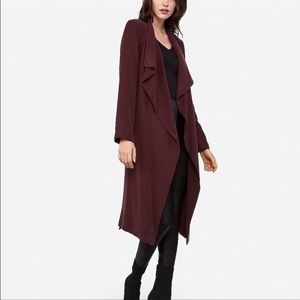 Trench coat, light weight, plum, aubergine, purple “Express” belted wrap front